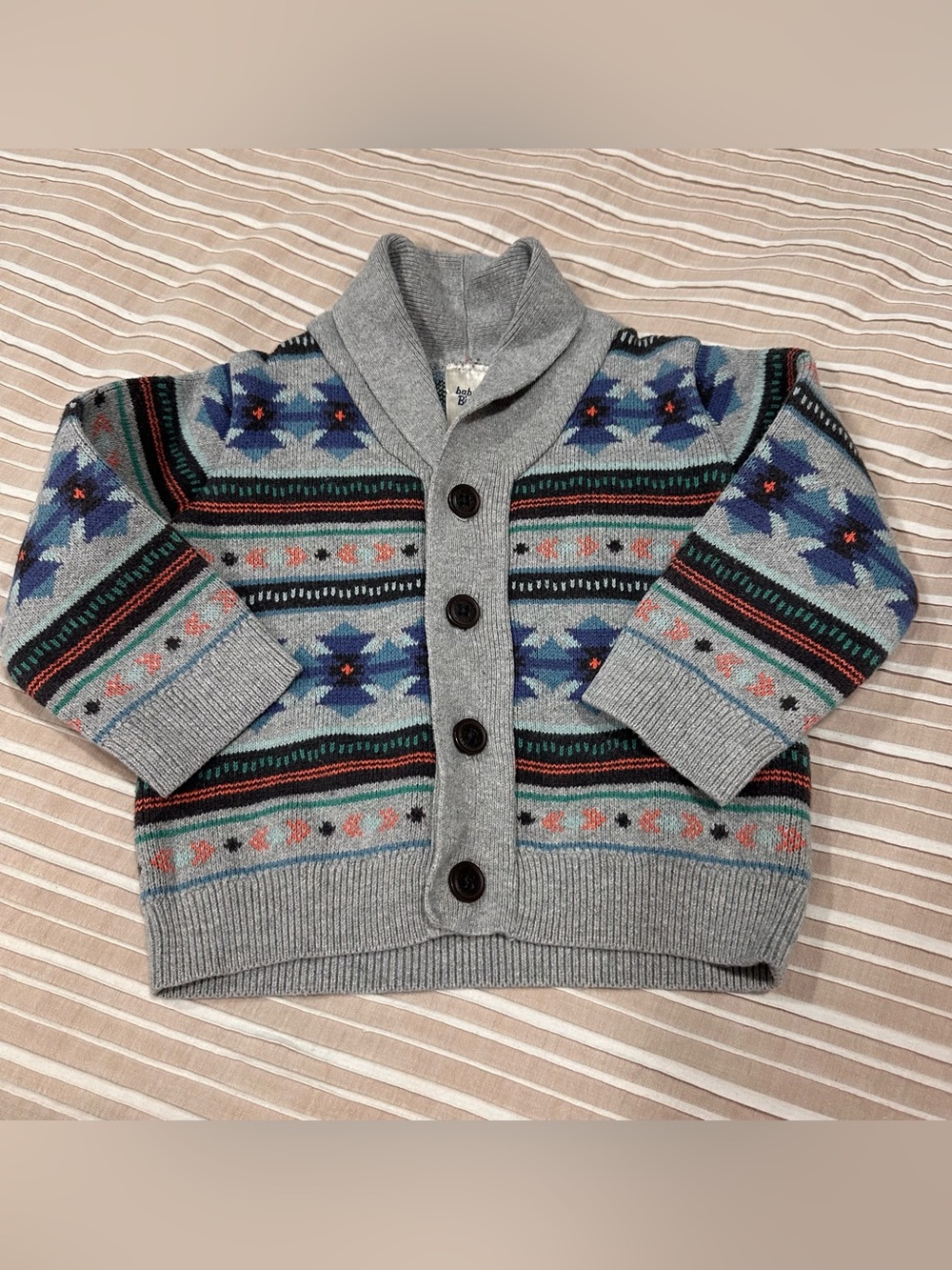 Baby B’gosh Aztec knit cardigan sweater 9 months cotton